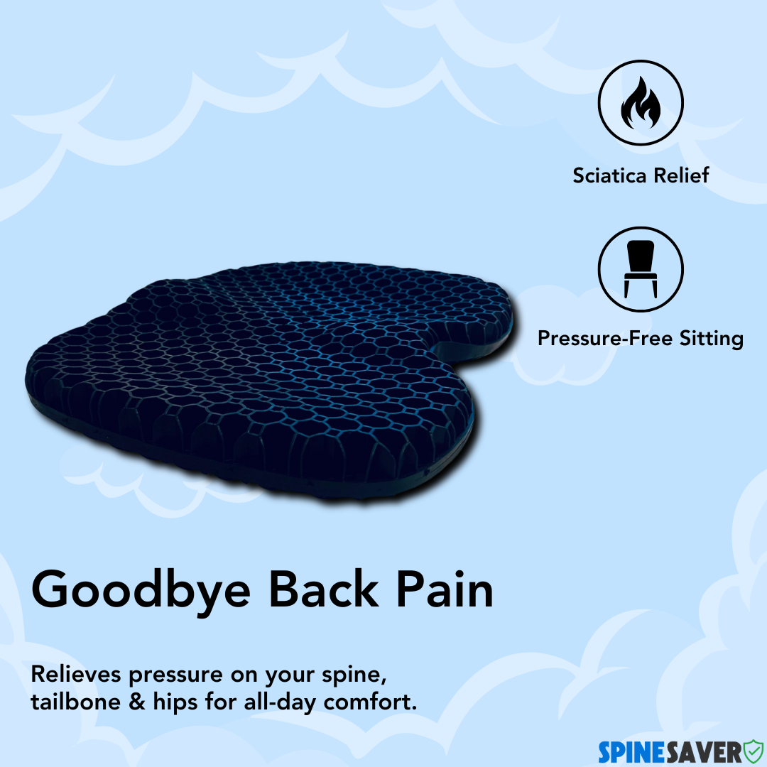 Black SpineSaver Ergonomic Gel Seat Cushion – Instant Back Pain Relief 