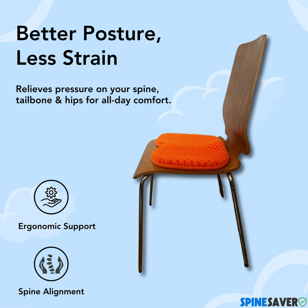 SpineSaver Ergonomic Gel Seat Cushion – Instant Back Pain Relief 