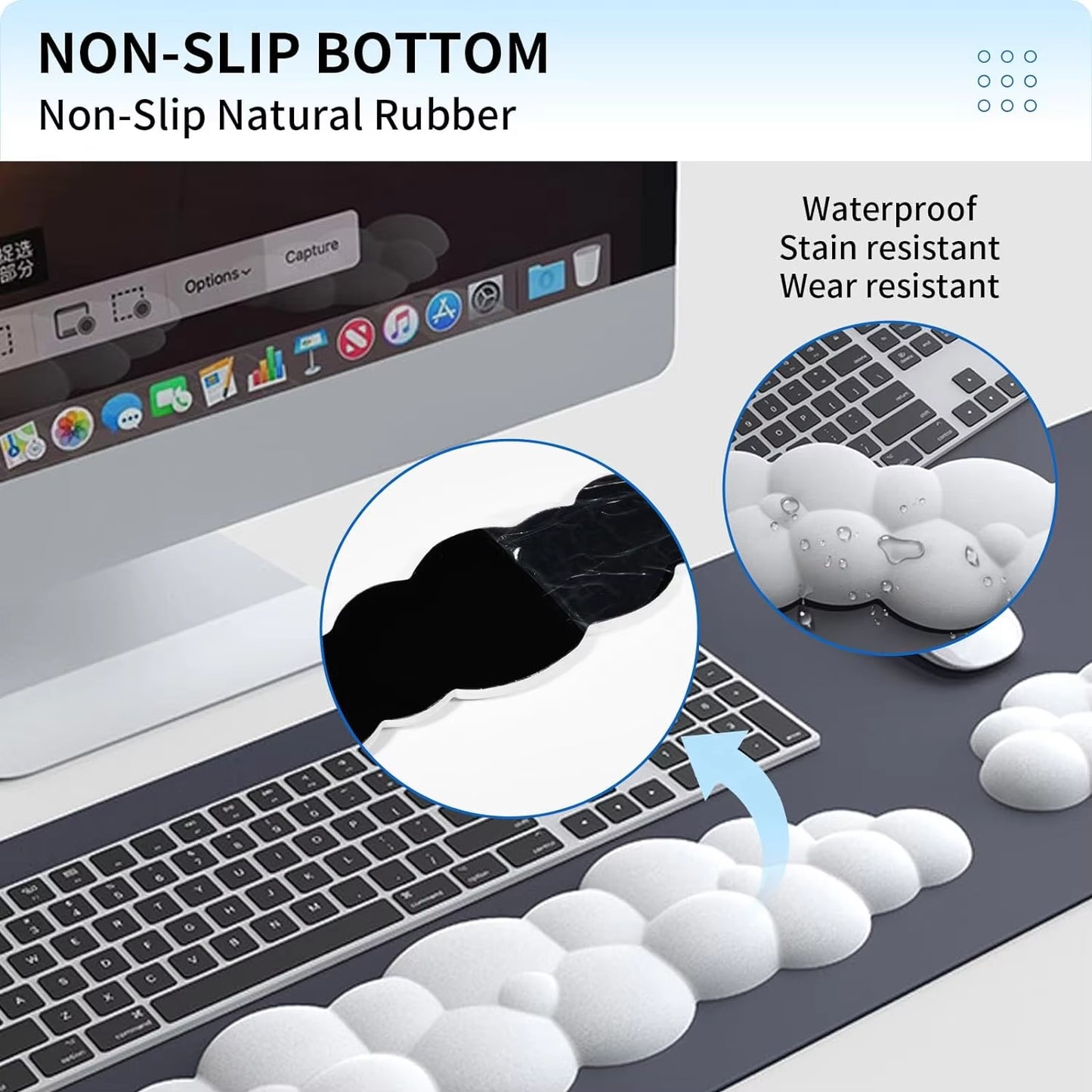 Ergonomic Keyboard Mouse Cloud Wrist Rest Office Typing Protection Relax Wrist Memory Foam Mouse Pad Computer Laptop Desk Mat