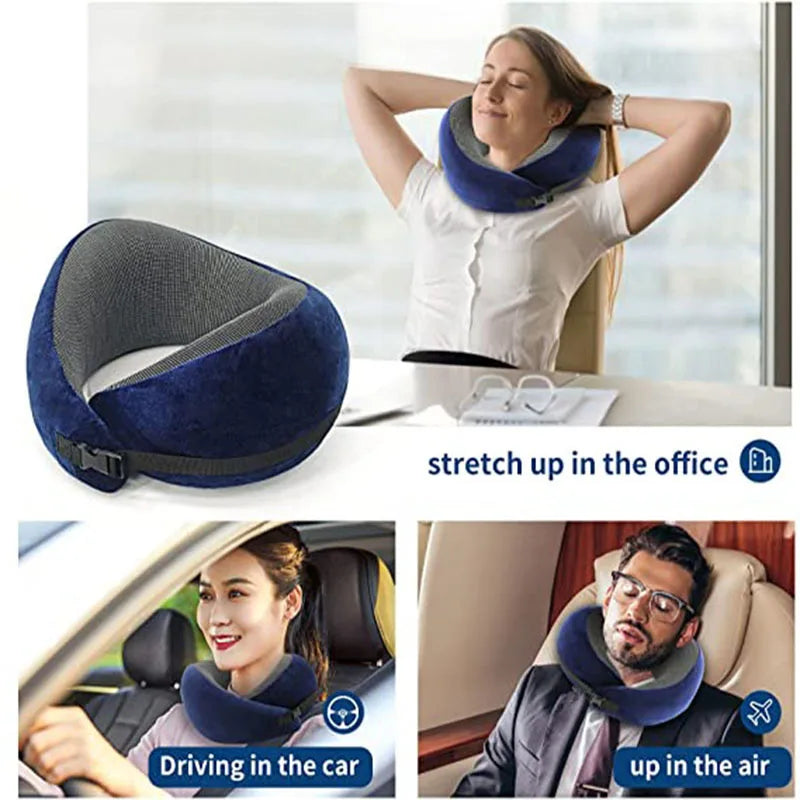 Memory Foam Neck Pillow Cervical Vertebra Travel Portable Noon Break Aircraft U Type of Pillow Sleep Camping Pillow Carry Bag